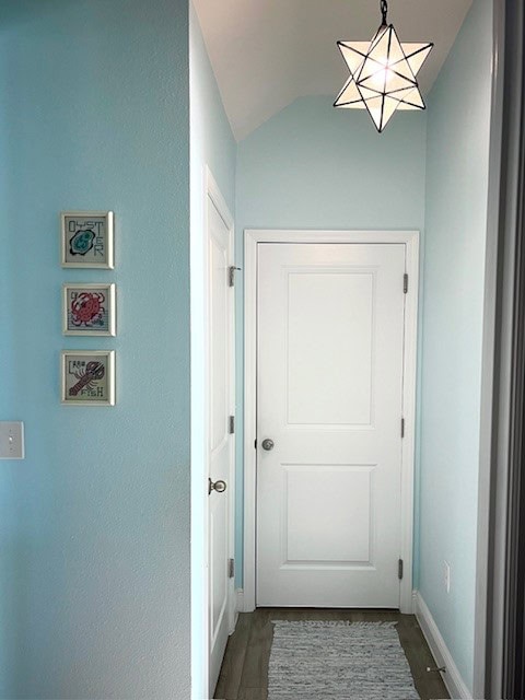Blue hall entryway with start light fixture