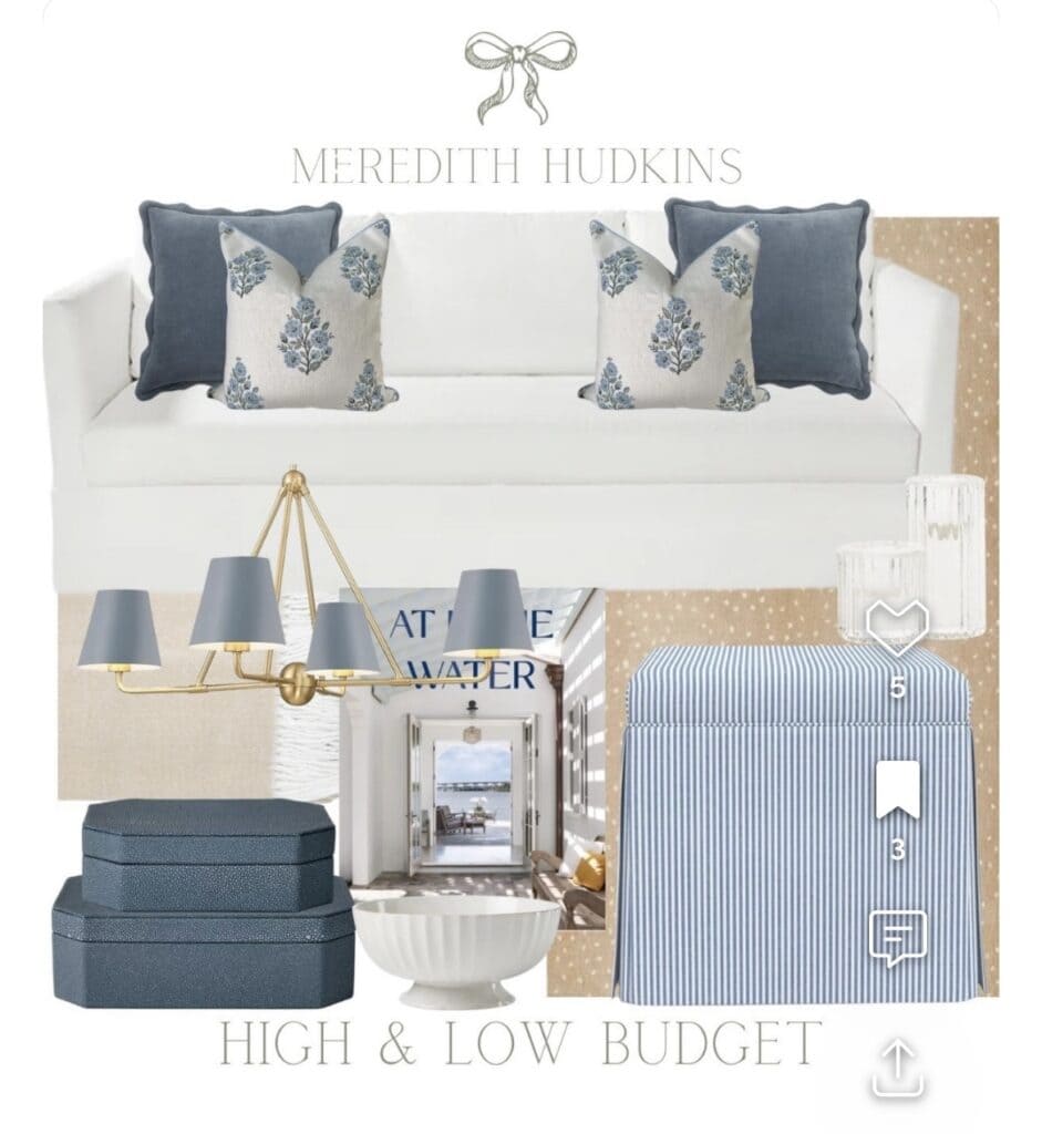 White, beige and blue room color palette