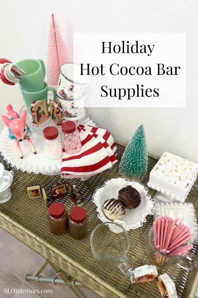 Holiday hot cocoa bar supplies