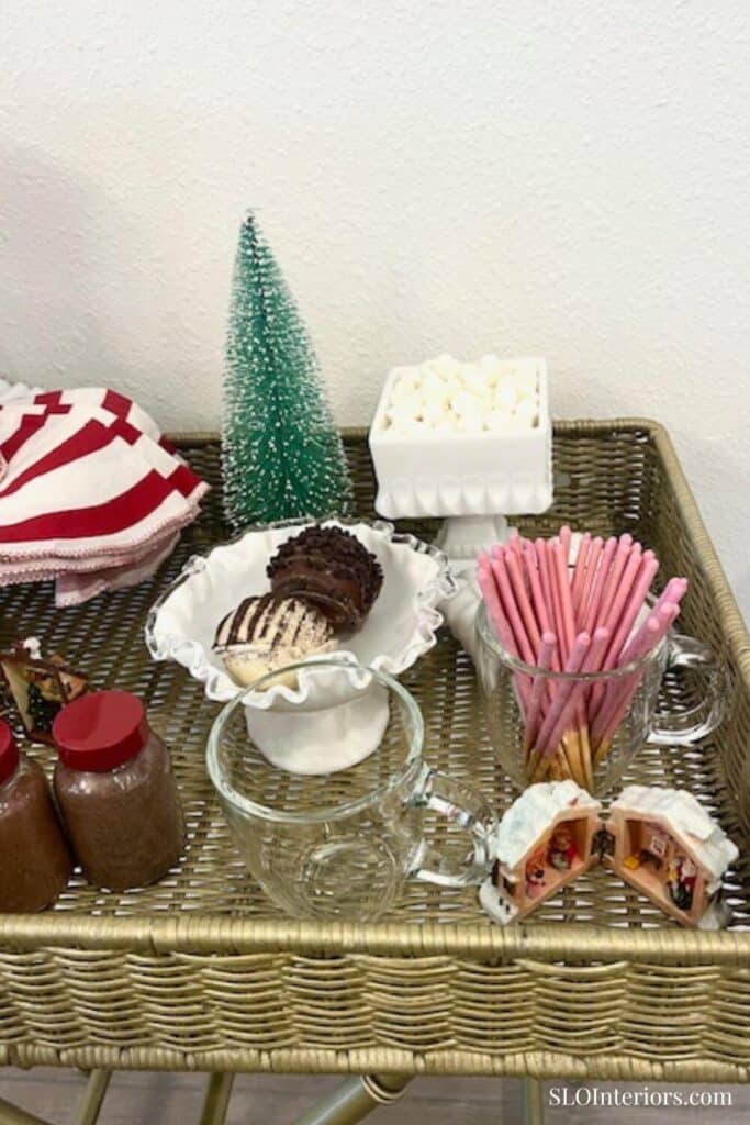 Holiday hot cocoa bar set up hot cocoa bombs