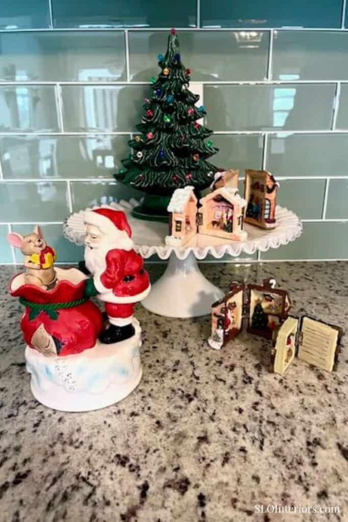 Vintage Christmas Decor Tree and Music Box