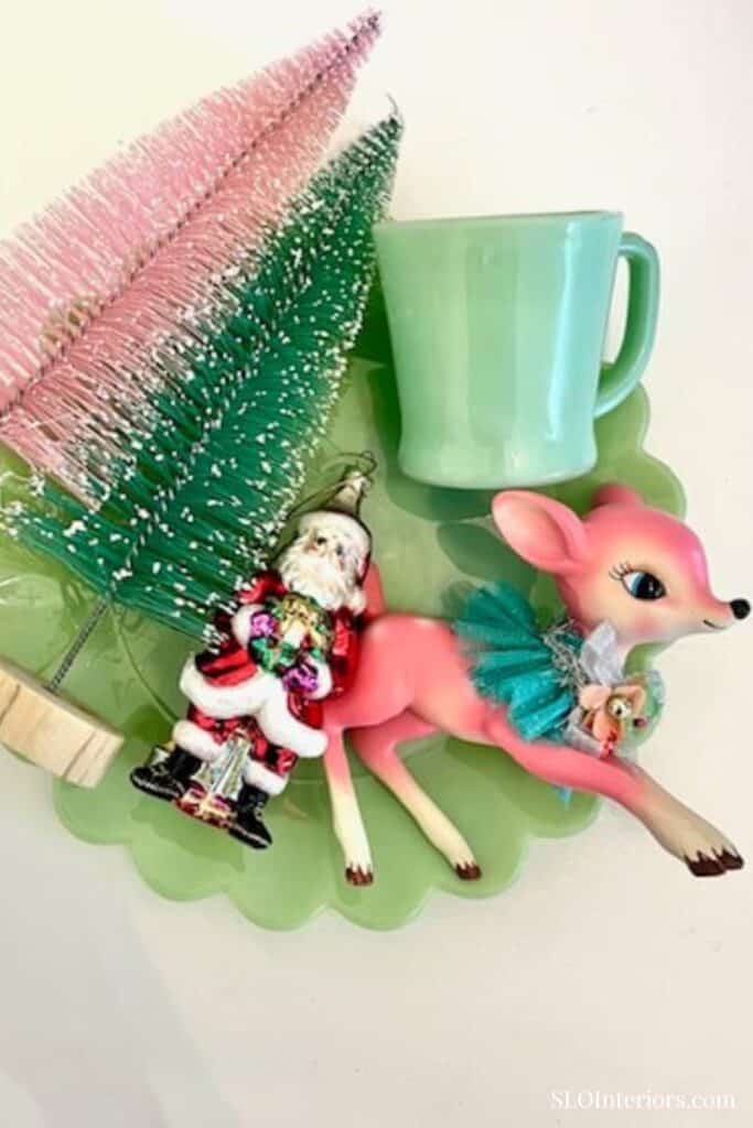 Mint green and pink vintage Christmas decor