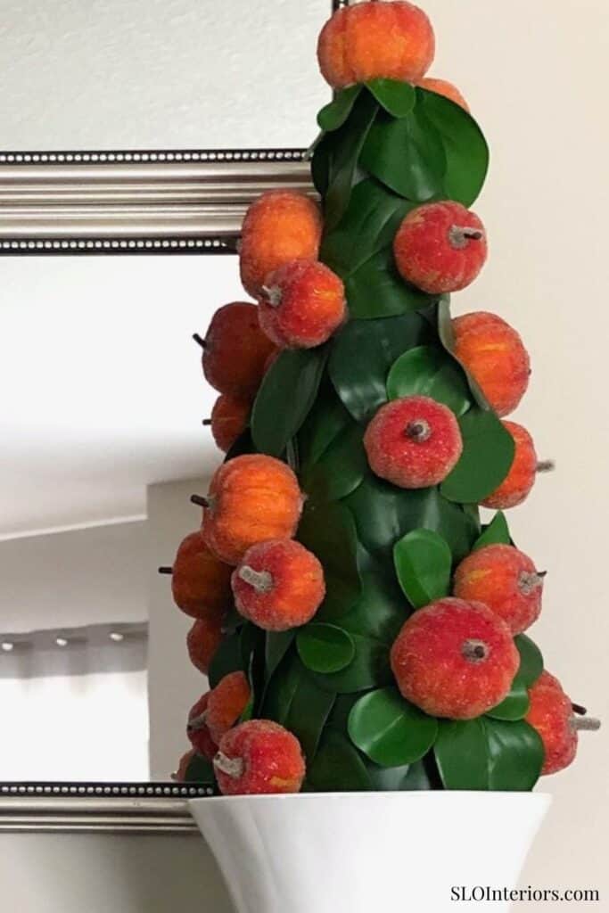 Fresh apples and green leaves arranged in a modern decorative display at SLO Interiors.