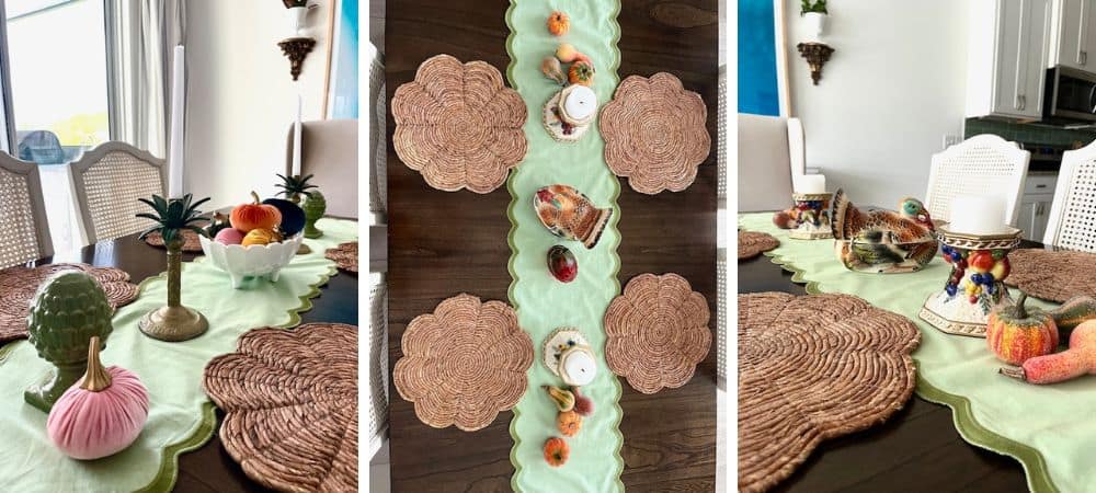 Set of three fall table decor images