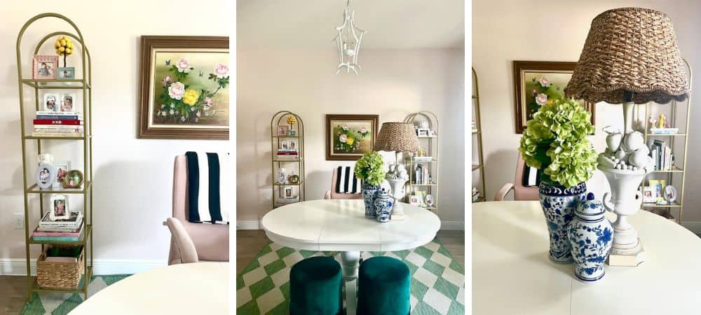 Set of three pink and green office images