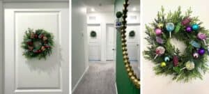 Set of three images of kids Christmas wreaths