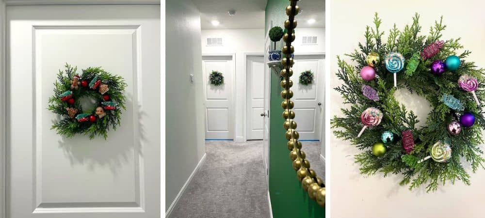 Set of three images of kids Christmas wreaths