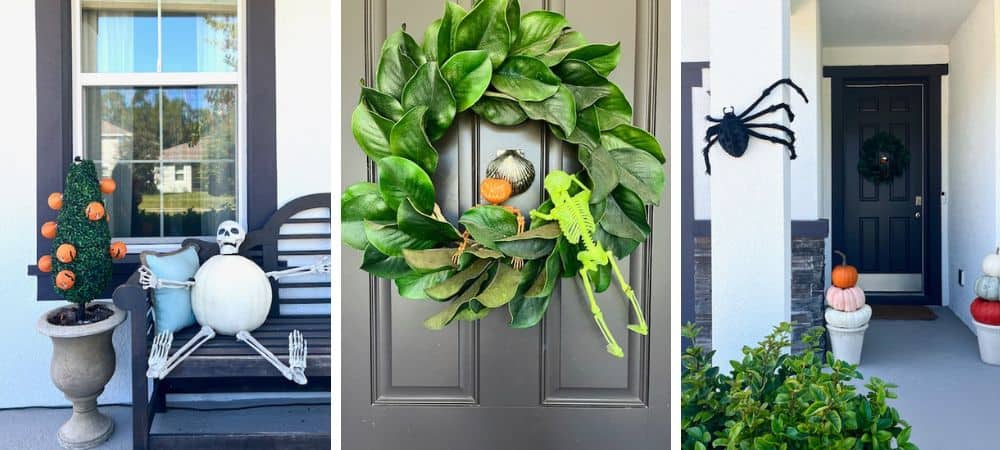 Set of 3 fall front porch decor images