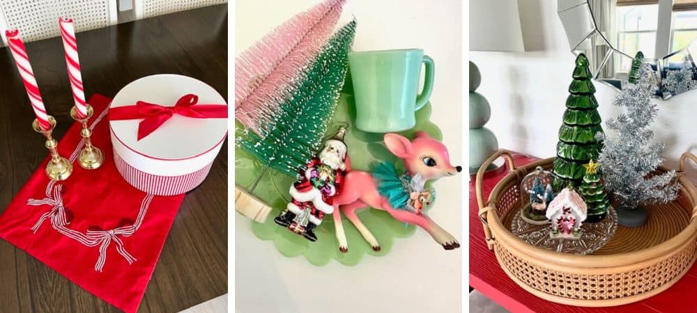 Set of three vintage holiday decor images