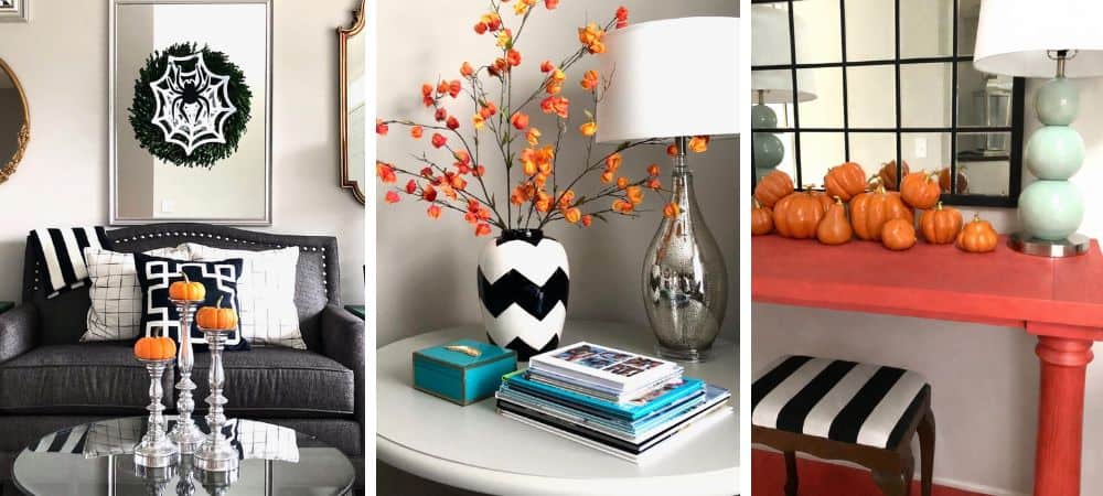 Modern living room with black and white decor, floral accents, and cozy atmosphere.