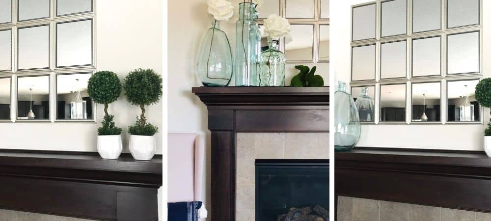 Elegant interior decor with mirrors, vases, and potted plants for stylish home design.